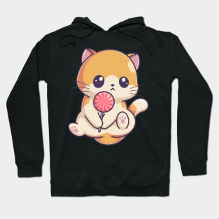 Cute kitten holding a lollipop Hoodie